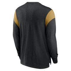 New Orleans Saints Rewind Playback Helmet Long Sleeve T-Shirt - Heather Black T-shirts