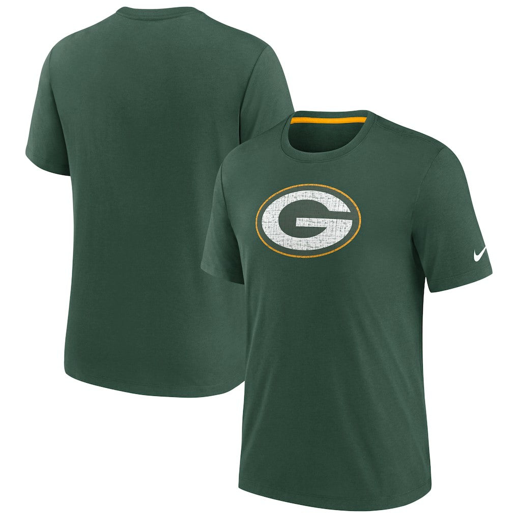 Green Bay Packers Rewind Playback Logo Tri-Blend T-Shirt - Green T-shirts