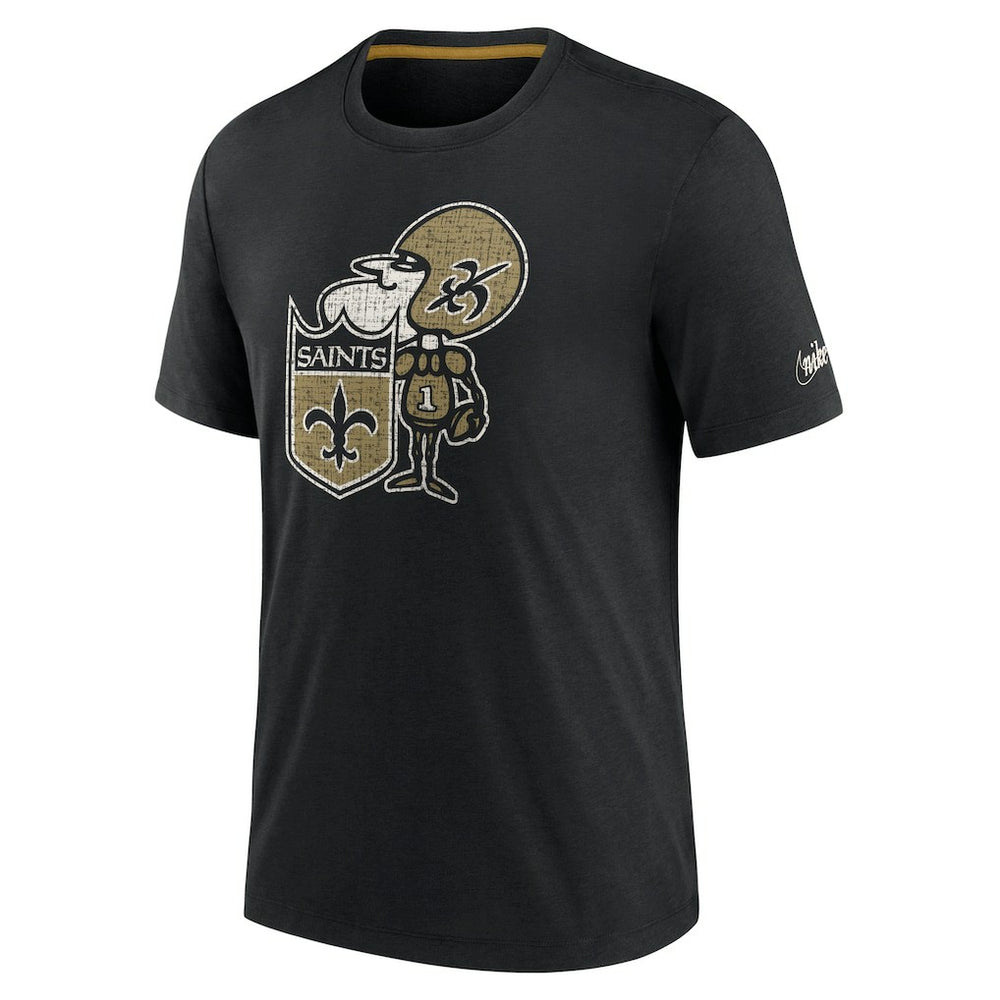 New Orleans Saints Rewind Playback Logo Tri-Blend T-Shirt - Black T-shirts