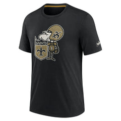 New Orleans Saints Rewind Playback Logo Tri-Blend T-Shirt - Black T-shirts