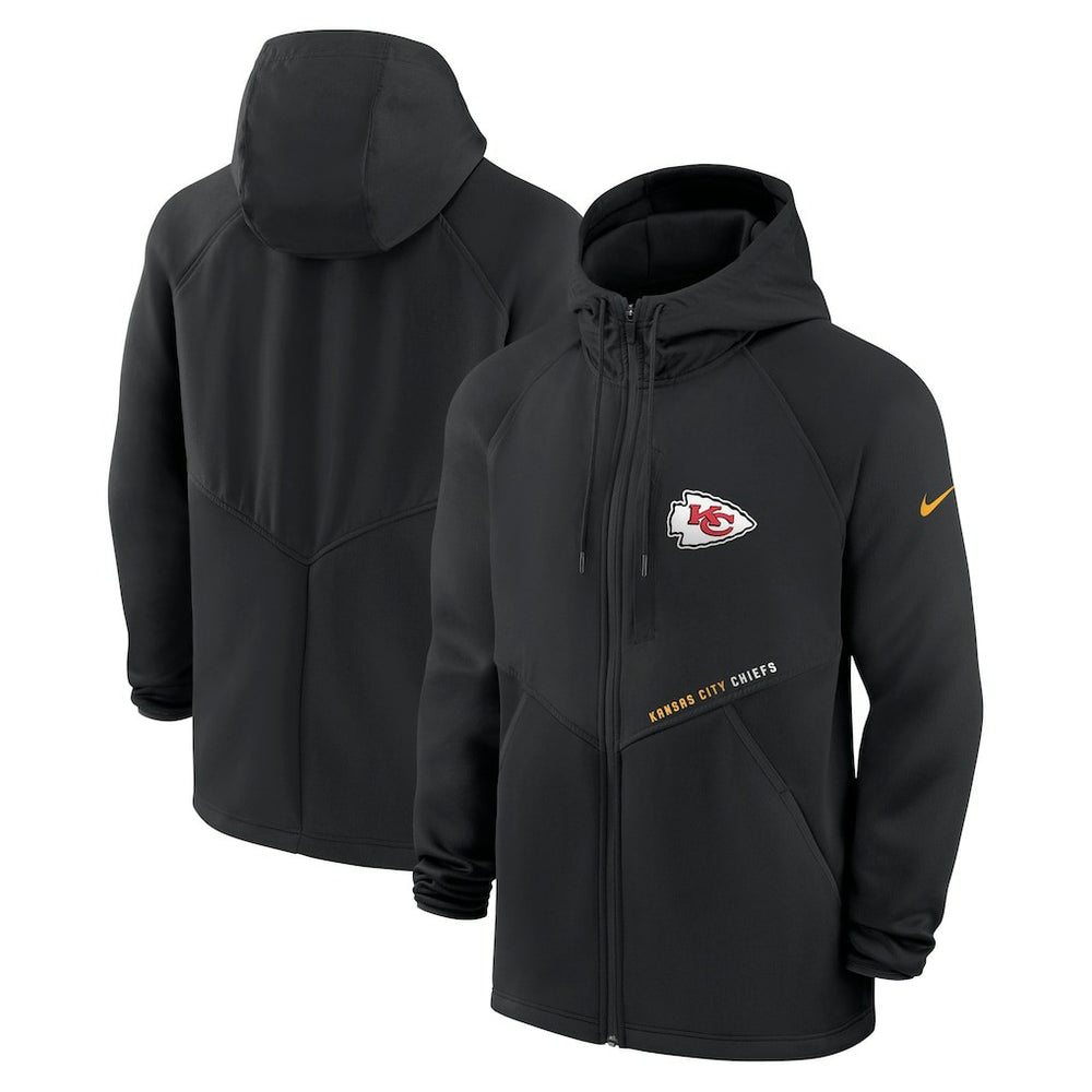 Kansas City Chiefs Spacer Raglan Performance Full-Zip Hoodie - Black Hoodies