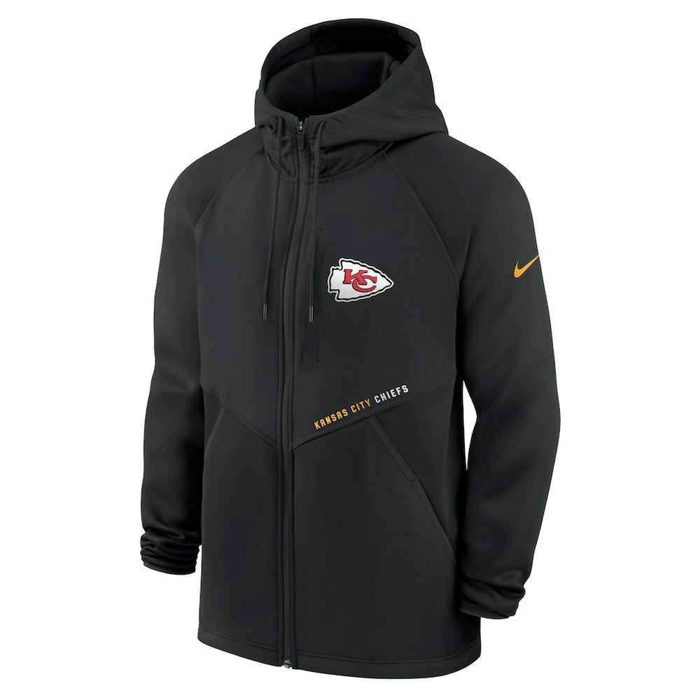 Kansas City Chiefs Spacer Raglan Performance Full-Zip Hoodie - Black Hoodies