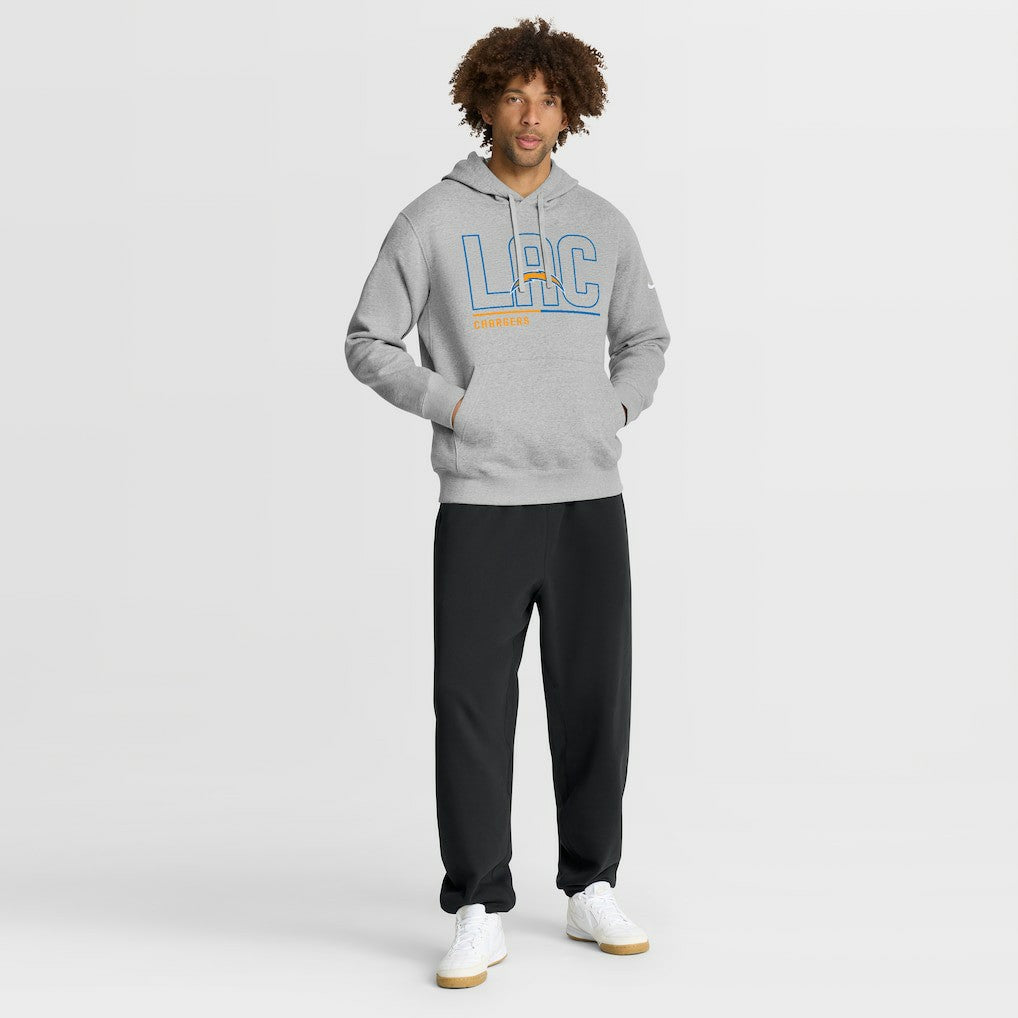 Los Angeles Chargers City Code Club Fleece Pullover Hoodie - Heathered Gray Hoodies