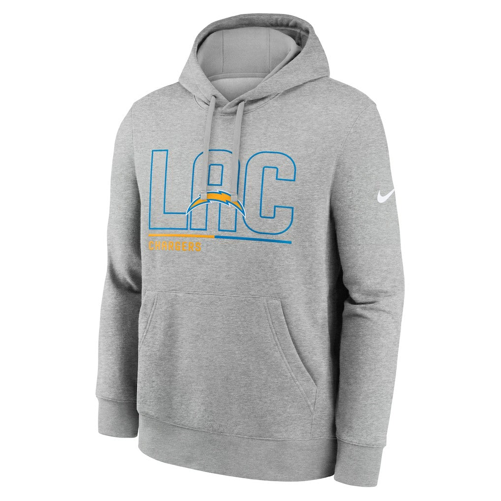 Los Angeles Chargers City Code Club Fleece Pullover Hoodie - Heathered Gray Hoodies