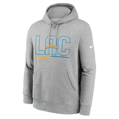 Los Angeles Chargers City Code Club Fleece Pullover Hoodie - Heathered Gray Hoodies