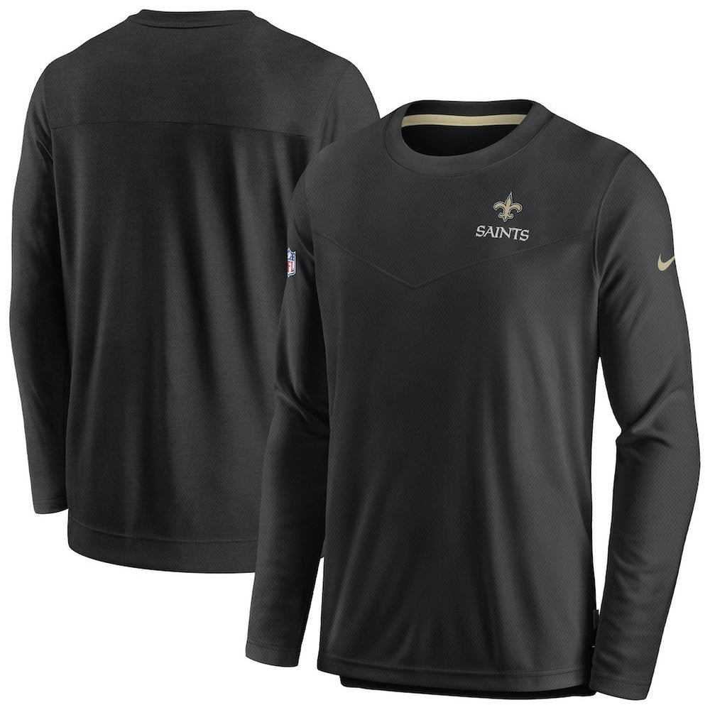 New Orleans Saints Sideline Lockup Performance Pullover Sweatshirt - Black Pullover
