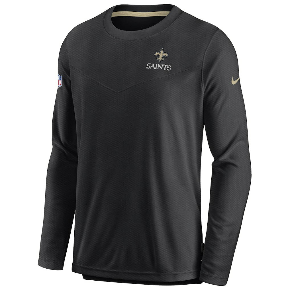 New Orleans Saints Sideline Lockup Performance Pullover Sweatshirt - Black Pullover