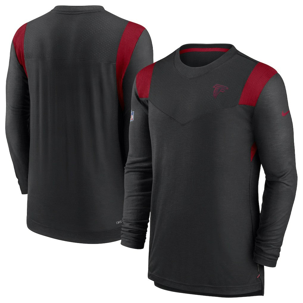 Atlanta Falcons Sideline Tonal Logo Performance Player Long Sleeve T-Shirt - Black T-shirts
