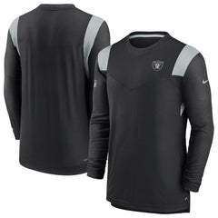 Las Vegas Raiders Sideline Tonal Logo Performance Player Long Sleeve T-Shirt - Black T-shirts