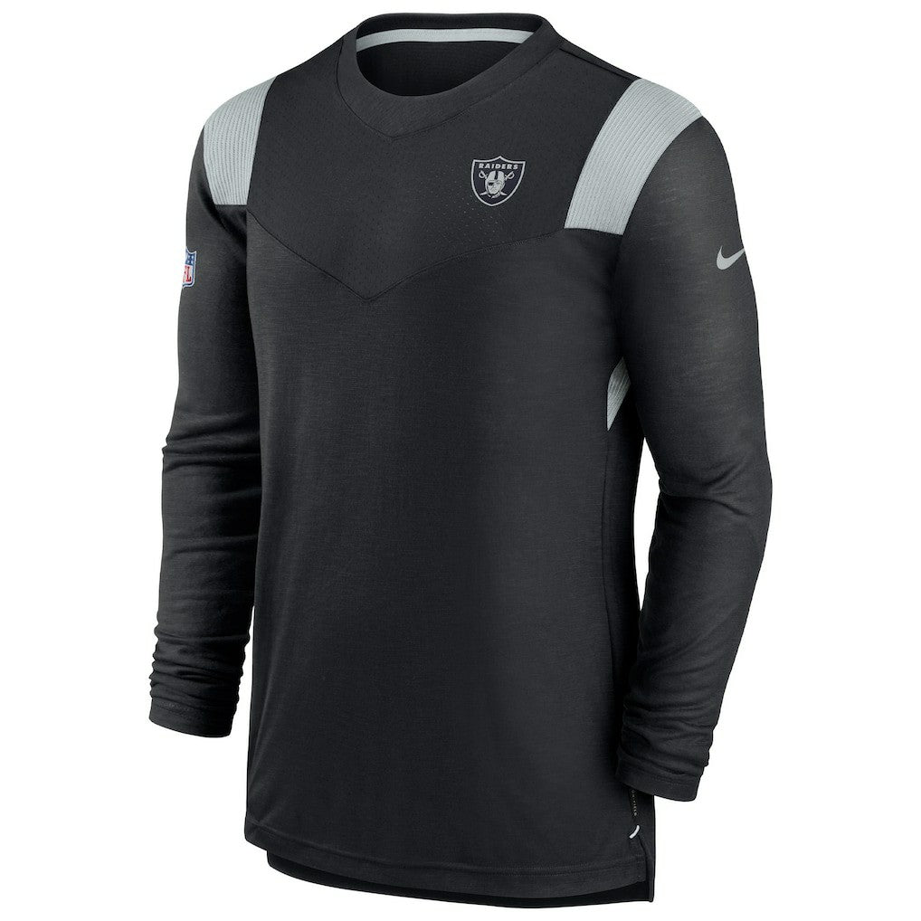 Las Vegas Raiders Sideline Tonal Logo Performance Player Long Sleeve T-Shirt - Black T-shirts