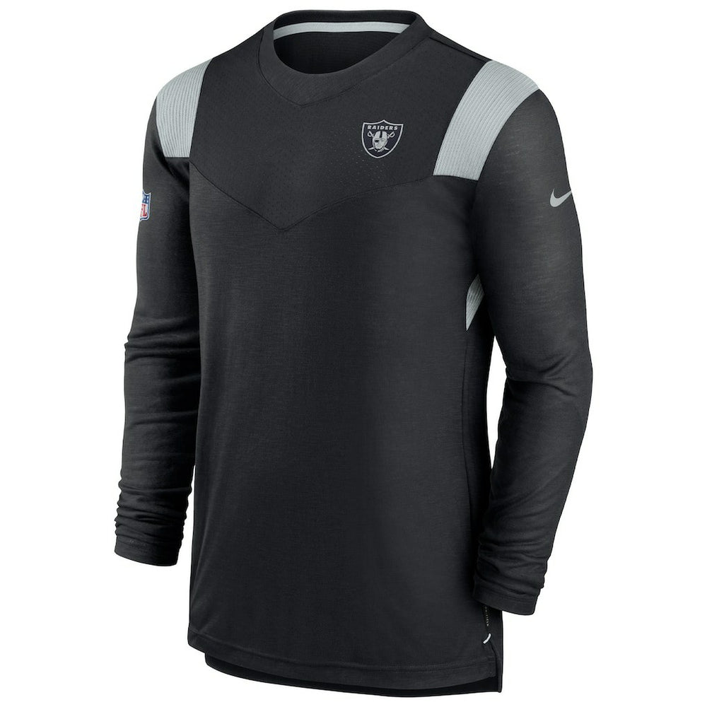 Las Vegas Raiders Sideline Tonal Logo Performance Player Long Sleeve T-Shirt - Black T-shirts
