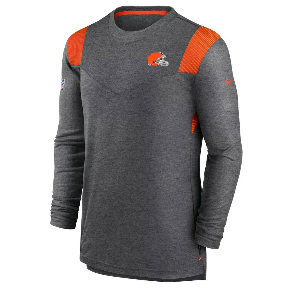 Cleveland Browns Sideline Tonal Logo Performance Player Long Sleeve T-Shirt - Charcoal T-shirts