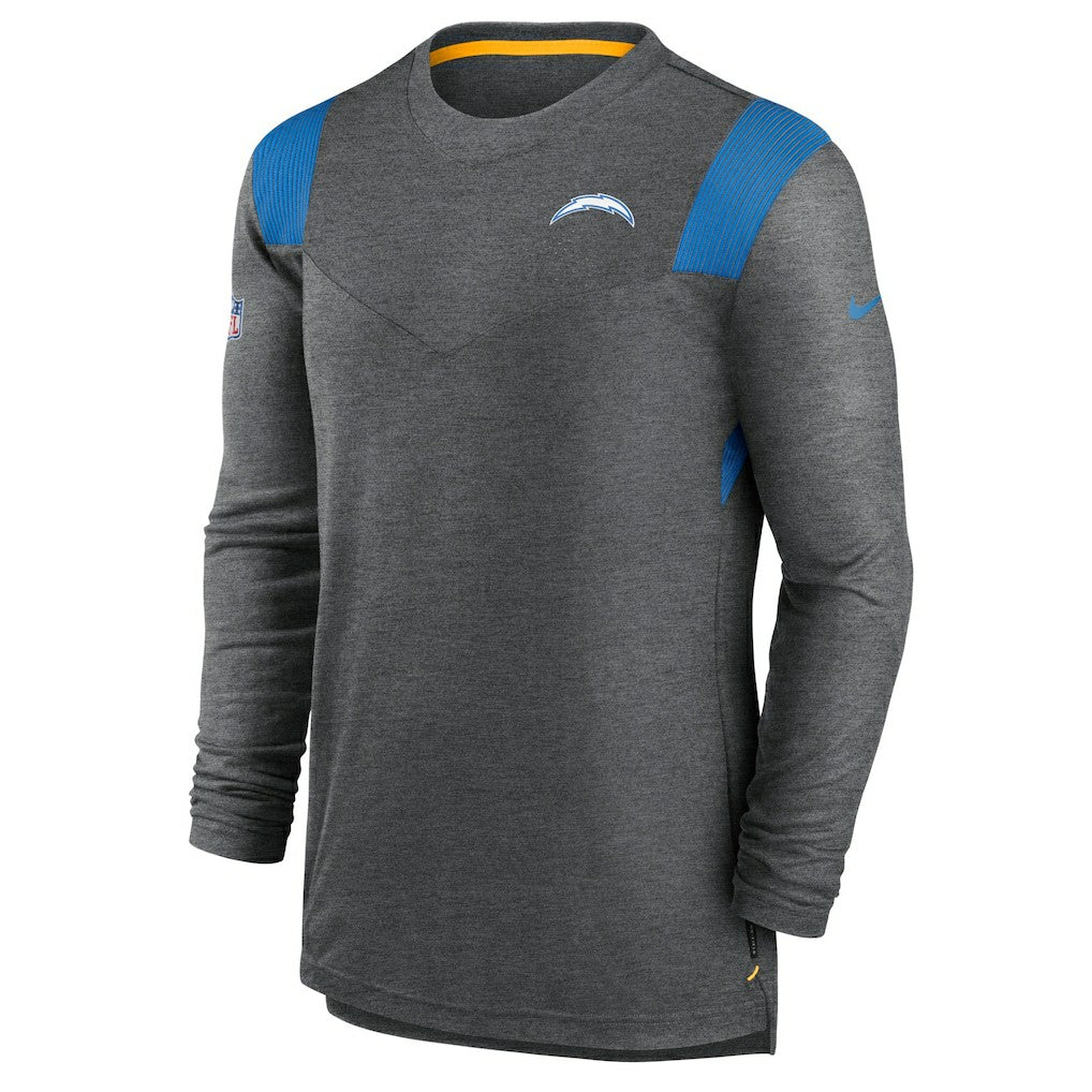 Los Angeles Chargers Sideline Tonal Logo Performance Player Long Sleeve T-Shirt - Charcoal T-shirts