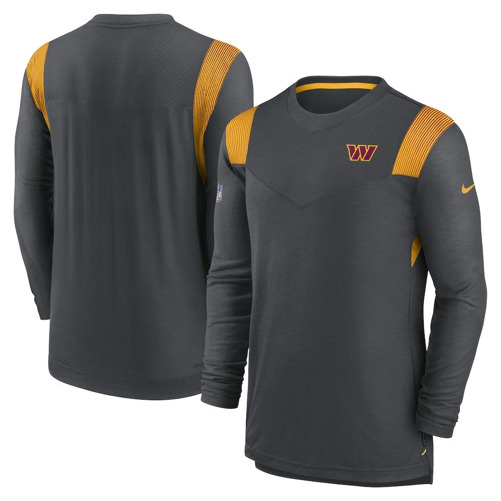 Washington Commanders Sideline Tonal Logo Performance Player Long Sleeve T-Shirt - Charcoal T-shirts