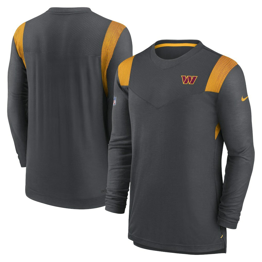 Washington Commanders Sideline Tonal Logo Performance Player Long Sleeve T-Shirt - Charcoal T-shirts