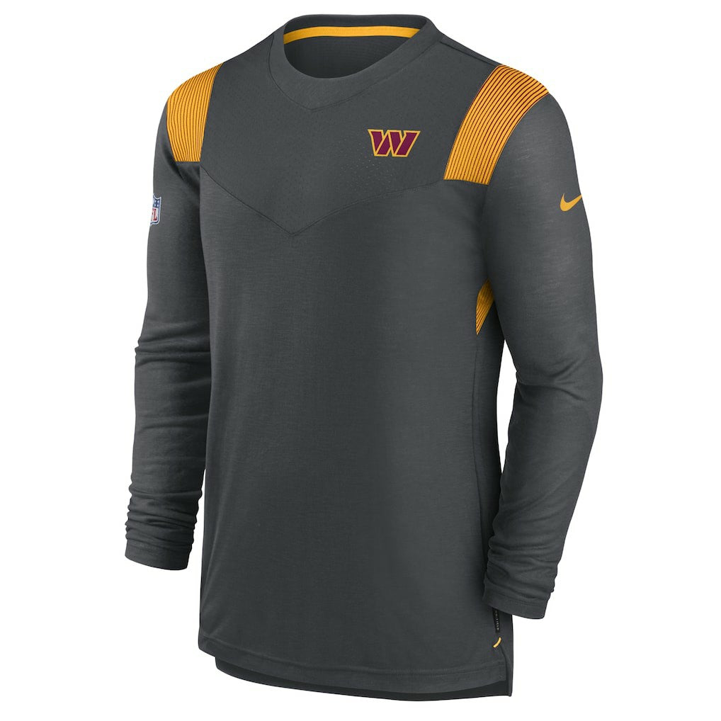 Washington Commanders Sideline Tonal Logo Performance Player Long Sleeve T-Shirt - Charcoal T-shirts