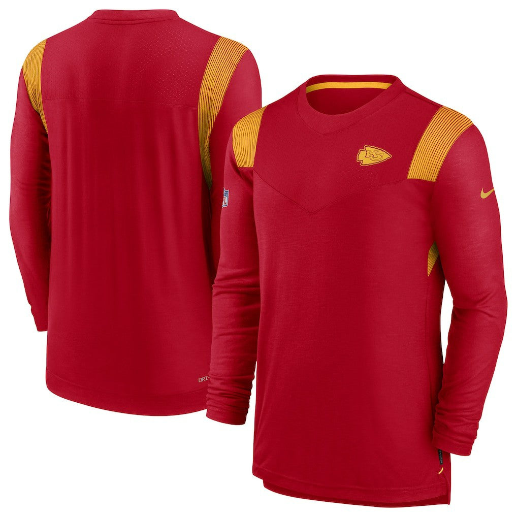 Kansas City Chiefs Sideline Tonal Logo Performance Player Long Sleeve T-Shirt - Red T-shirts