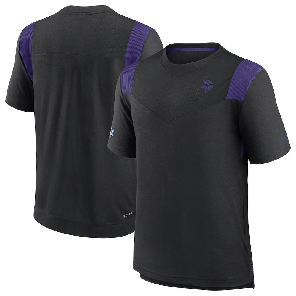 Minnesota Vikings Sideline Tonal Logo Performance Player T-Shirt - Black T-shirts