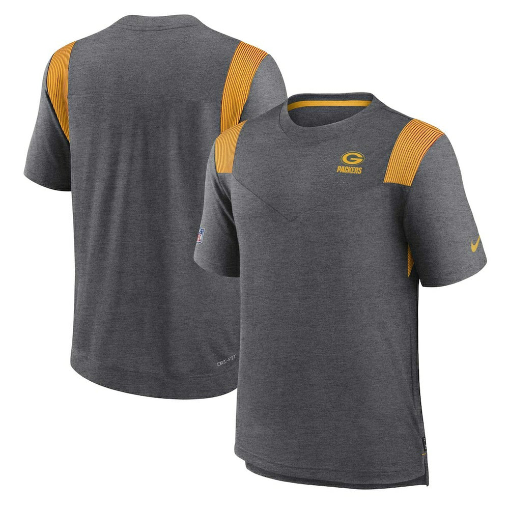 Green Bay Packers Sideline Tonal Logo Performance Player T-Shirt - Heather Charcoal T-shirts