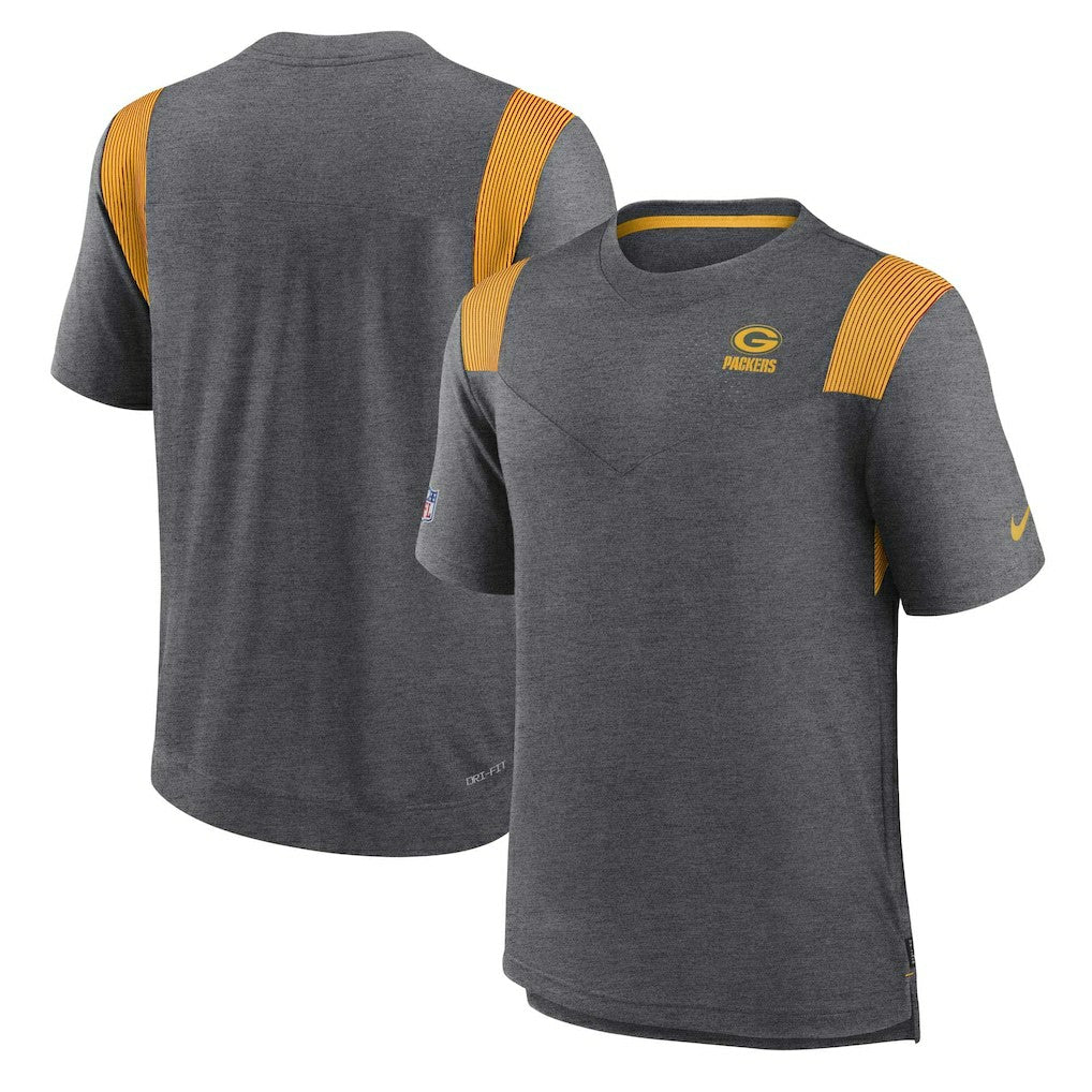 Green Bay Packers Sideline Tonal Logo Performance Player T-Shirt - Heather Charcoal T-shirts