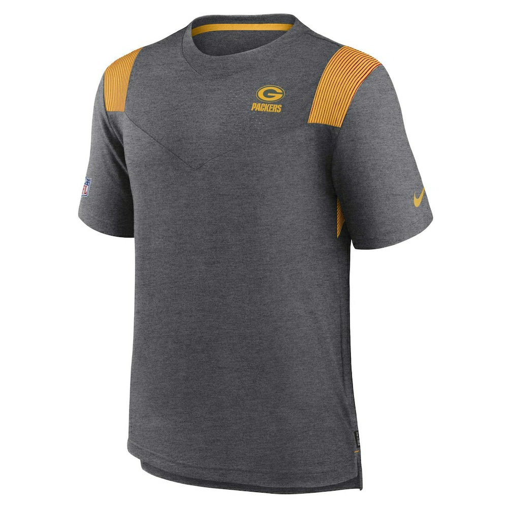 Green Bay Packers Sideline Tonal Logo Performance Player T-Shirt - Heather Charcoal T-shirts