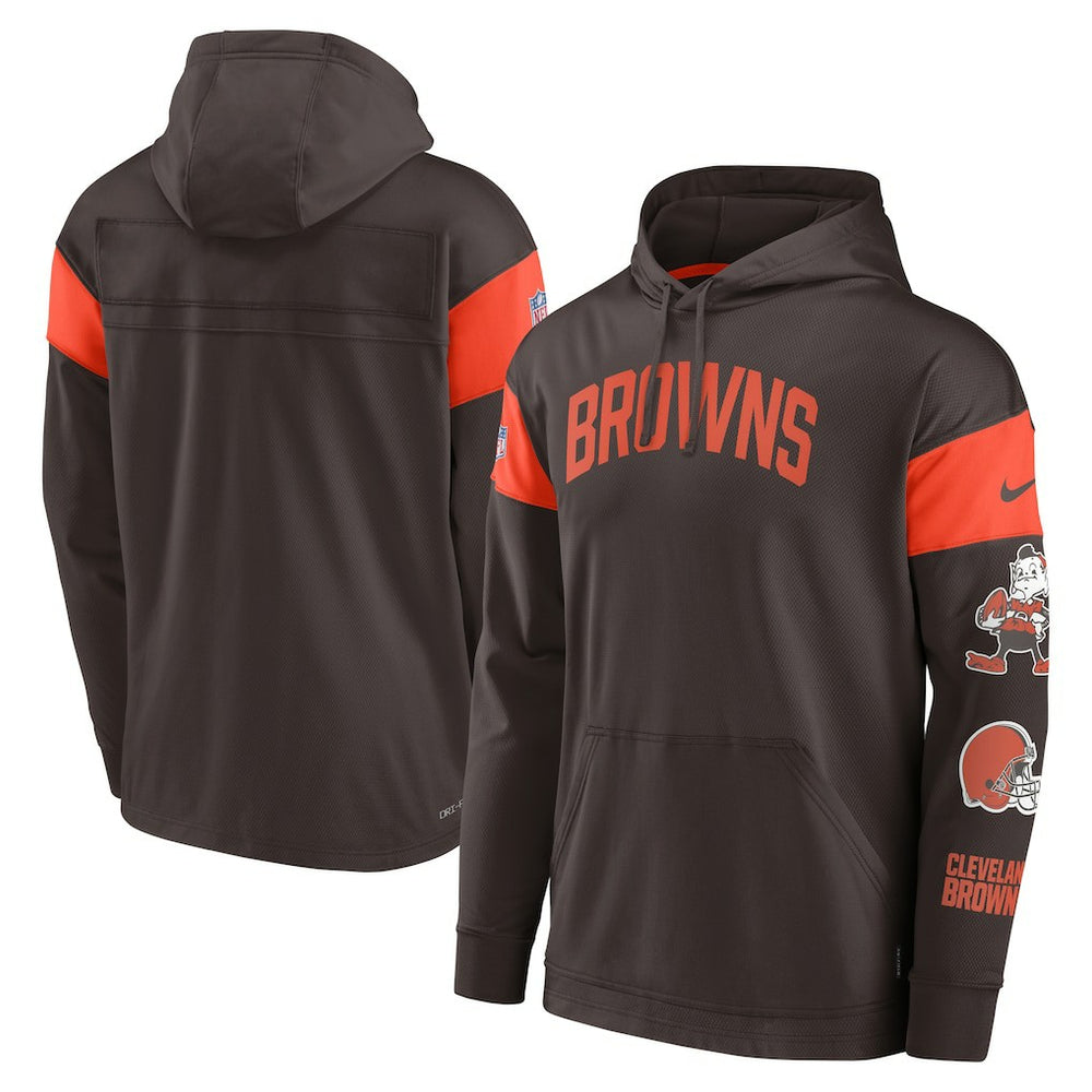 Cleveland Browns Brownie The Elf Sideline Athletic Arch Jersey Performance Pullover Hoodie - Brown Jerseys