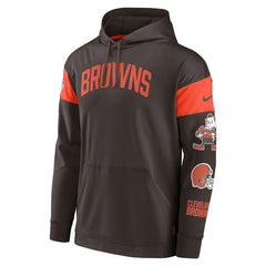 Cleveland Browns Brownie The Elf Sideline Athletic Arch Jersey Performance Pullover Hoodie - Brown Jerseys
