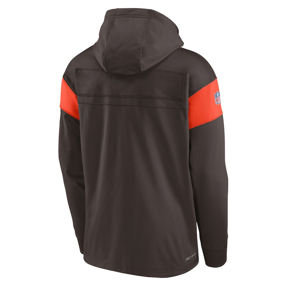 Cleveland Browns Brownie The Elf Sideline Athletic Arch Jersey Performance Pullover Hoodie - Brown Jerseys