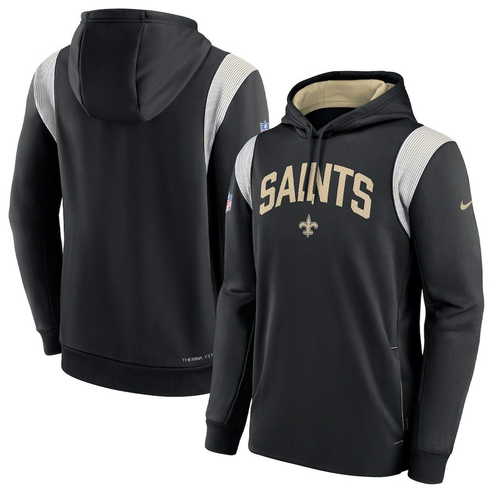 New Orleans Saints Sideline Athletic Stack Performance Pullover Hoodie - Black Hoodies