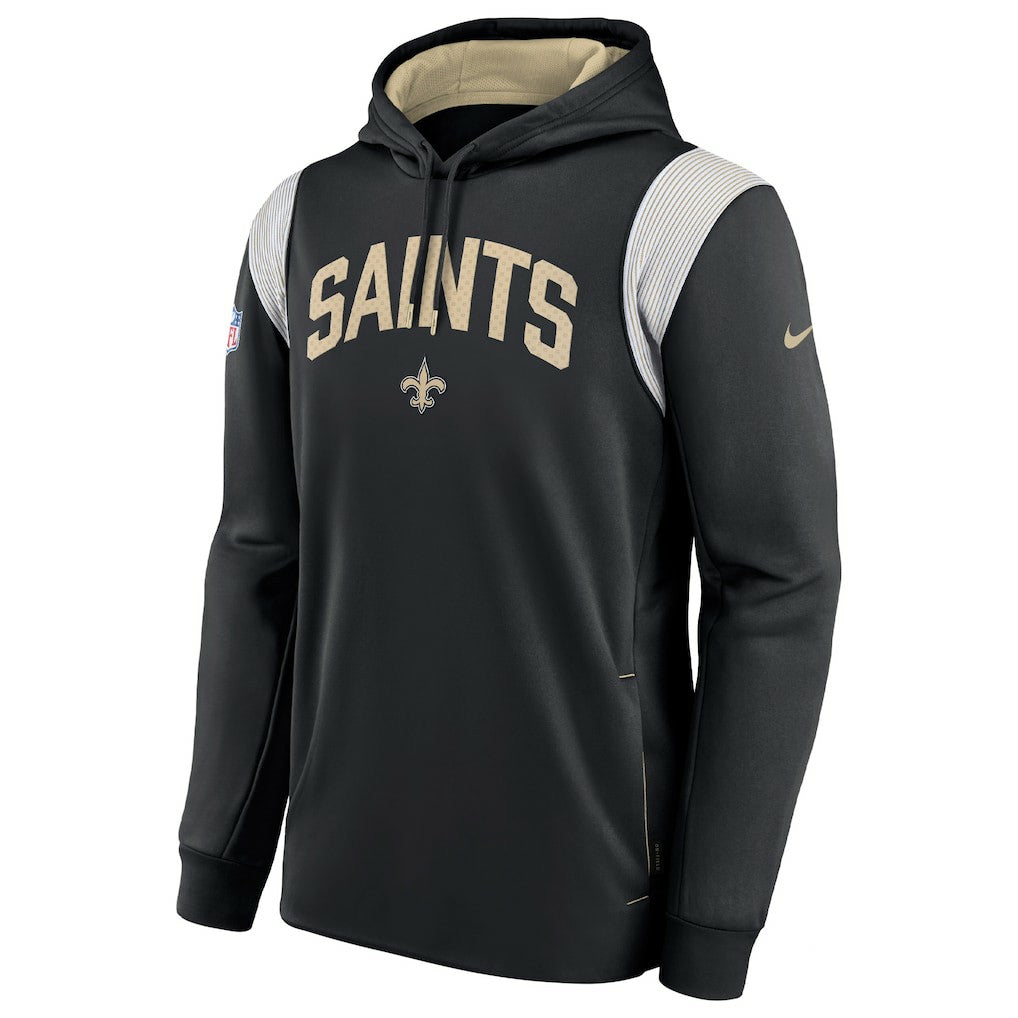 New Orleans Saints Sideline Athletic Stack Performance Pullover Hoodie - Black Hoodies