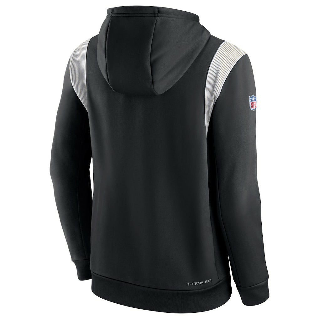 New Orleans Saints Sideline Athletic Stack Performance Pullover Hoodie - Black Hoodies