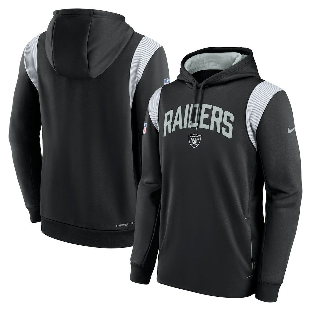 Las Vegas Raiders Sideline Athletic Stack Performance Pullover Hoodie - Black Hoodies