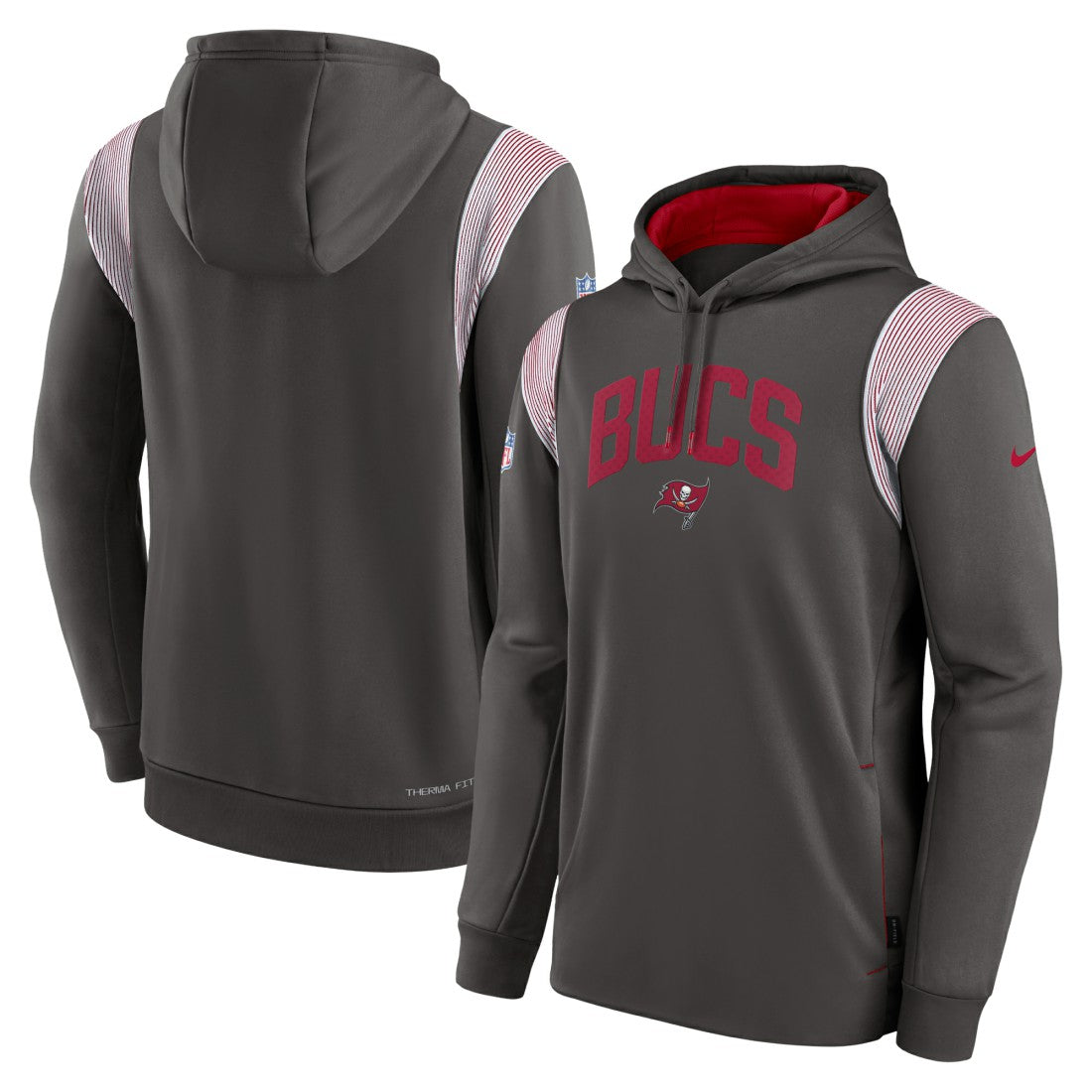Tampa Bay Buccaneers Sideline Athletic Stack Performance Pullover Hoodie - Pewter Hoodies