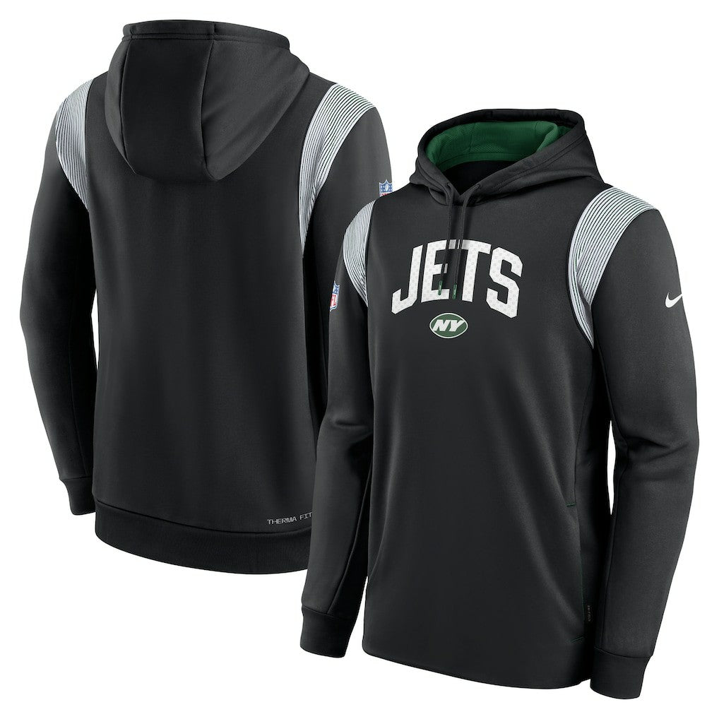 New York Jets Sideline Athletic Stack Performance Pullover Hoodie - Black Hoodies
