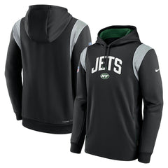 New York Jets Sideline Athletic Stack Performance Pullover Hoodie - Black Hoodies