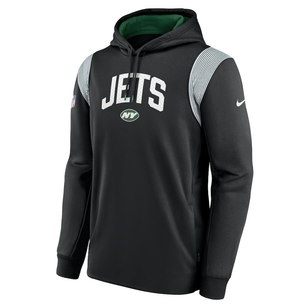 New York Jets Sideline Athletic Stack Performance Pullover Hoodie - Black Hoodies