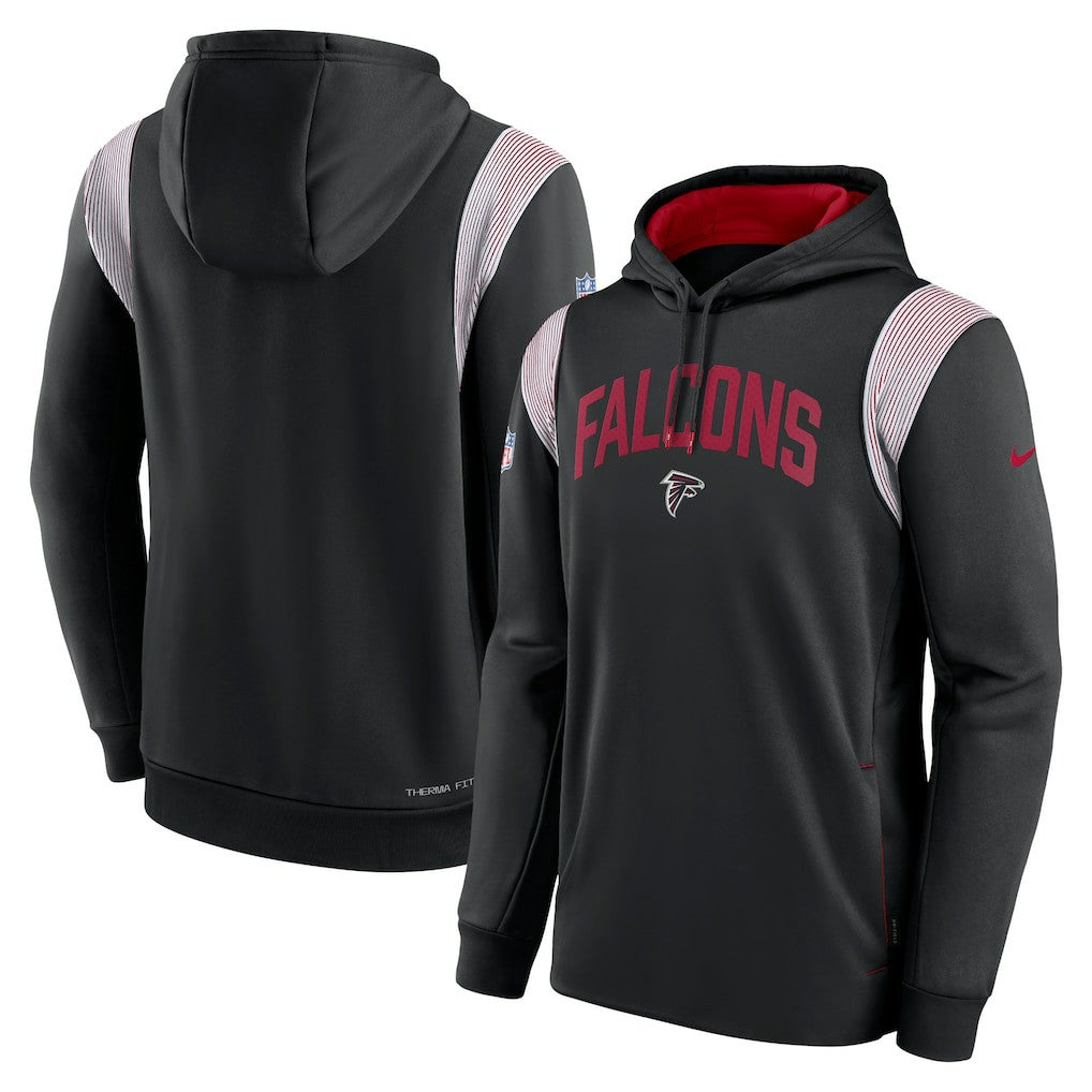 Atlanta Falcons Sideline Athletic Stack Performance Pullover Hoodie - Black Hoodies