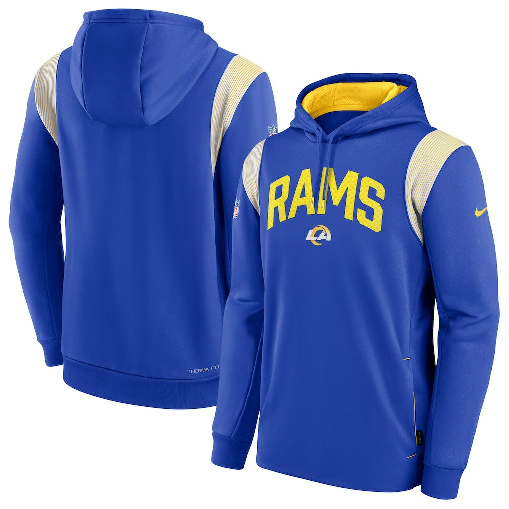 Los Angeles Rams Sideline Athletic Stack Performance Pullover Hoodie - Royal Hoodies
