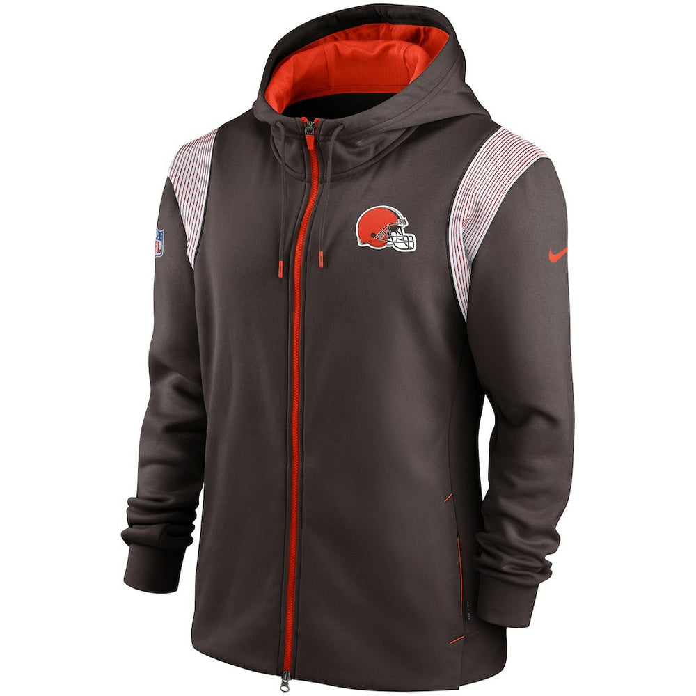 Cleveland Browns Performance Sideline Lockup Full-Zip Hoodie - Brown Hoodies