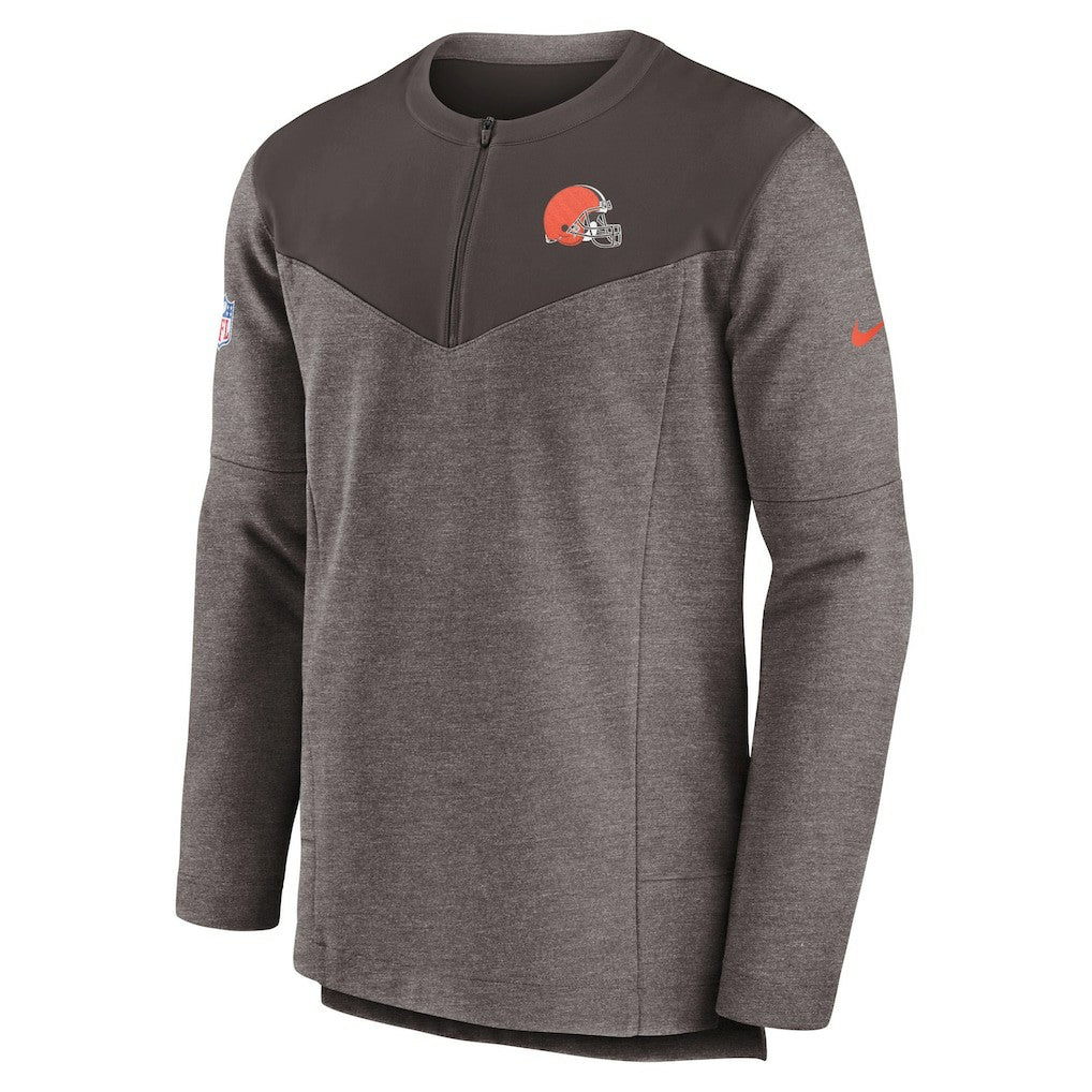 Cleveland Browns Sideline Lockup Performance Quarter-Zip Top - Brown Tops