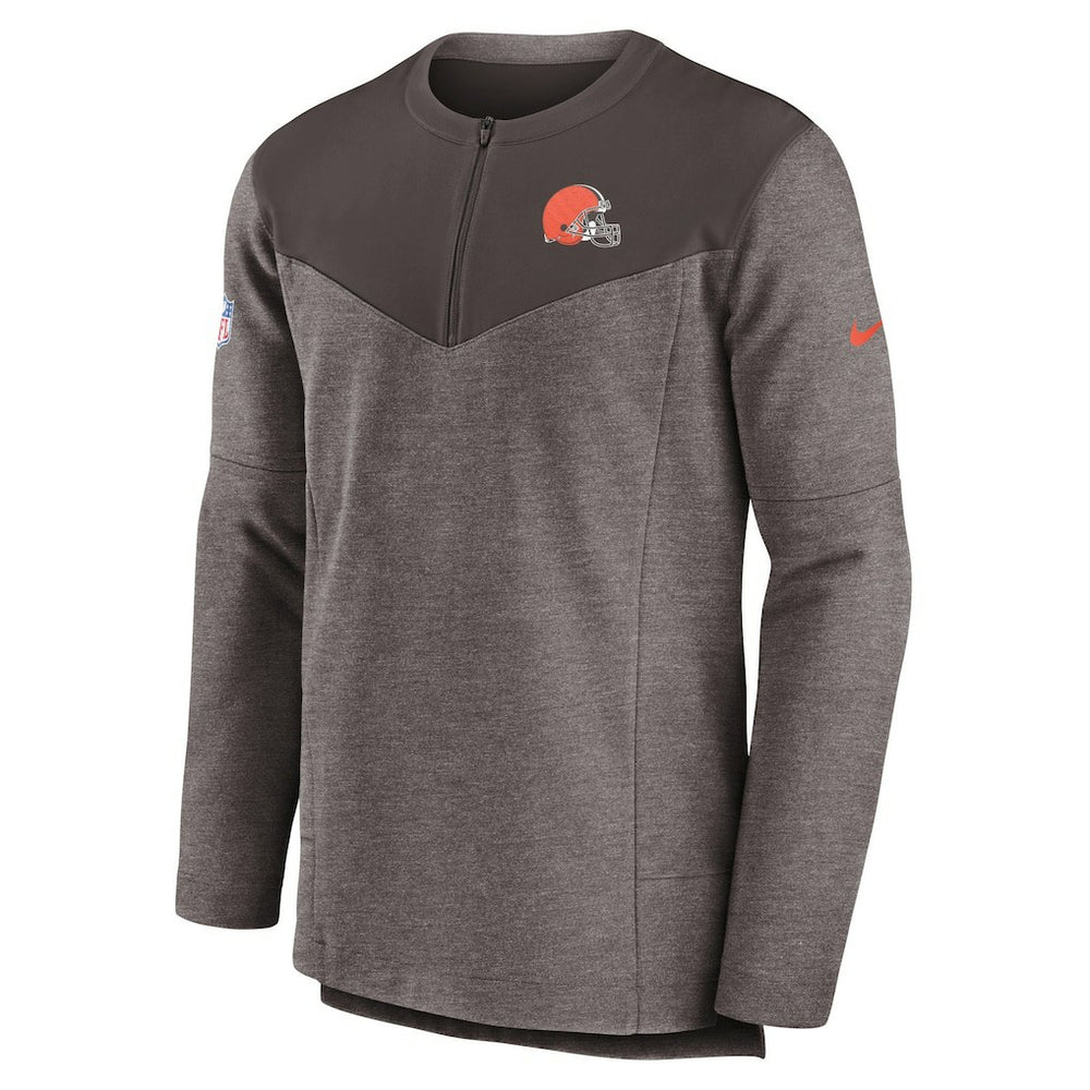 Cleveland Browns Sideline Lockup Performance Quarter-Zip Top - Brown Tops