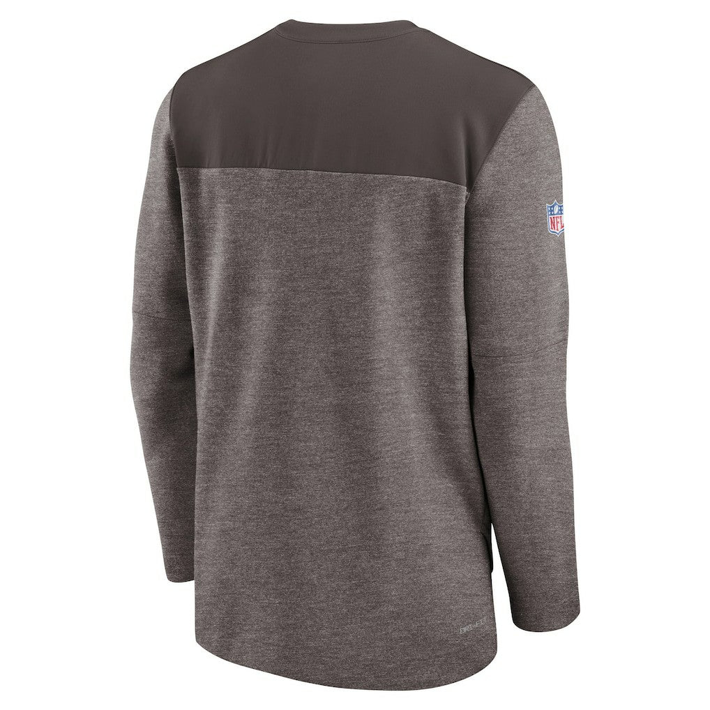 Cleveland Browns Sideline Lockup Performance Quarter-Zip Top - Brown Tops