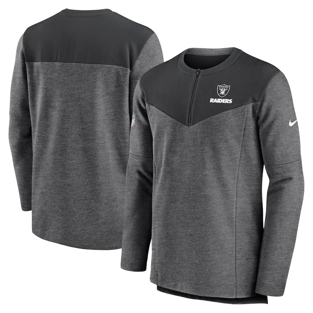 Las Vegas Raiders Sideline Lockup Performance Quarter-Zip Top - Charcoal Tops