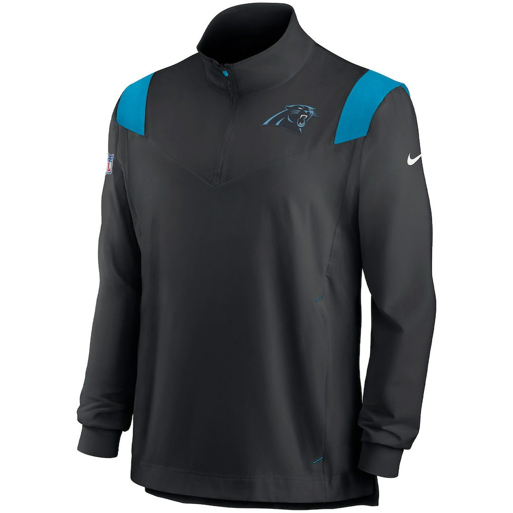 Carolina Panthers Sideline Coach Chevron Lockup Quarter-Zip Long Sleeve Top - Black Tops