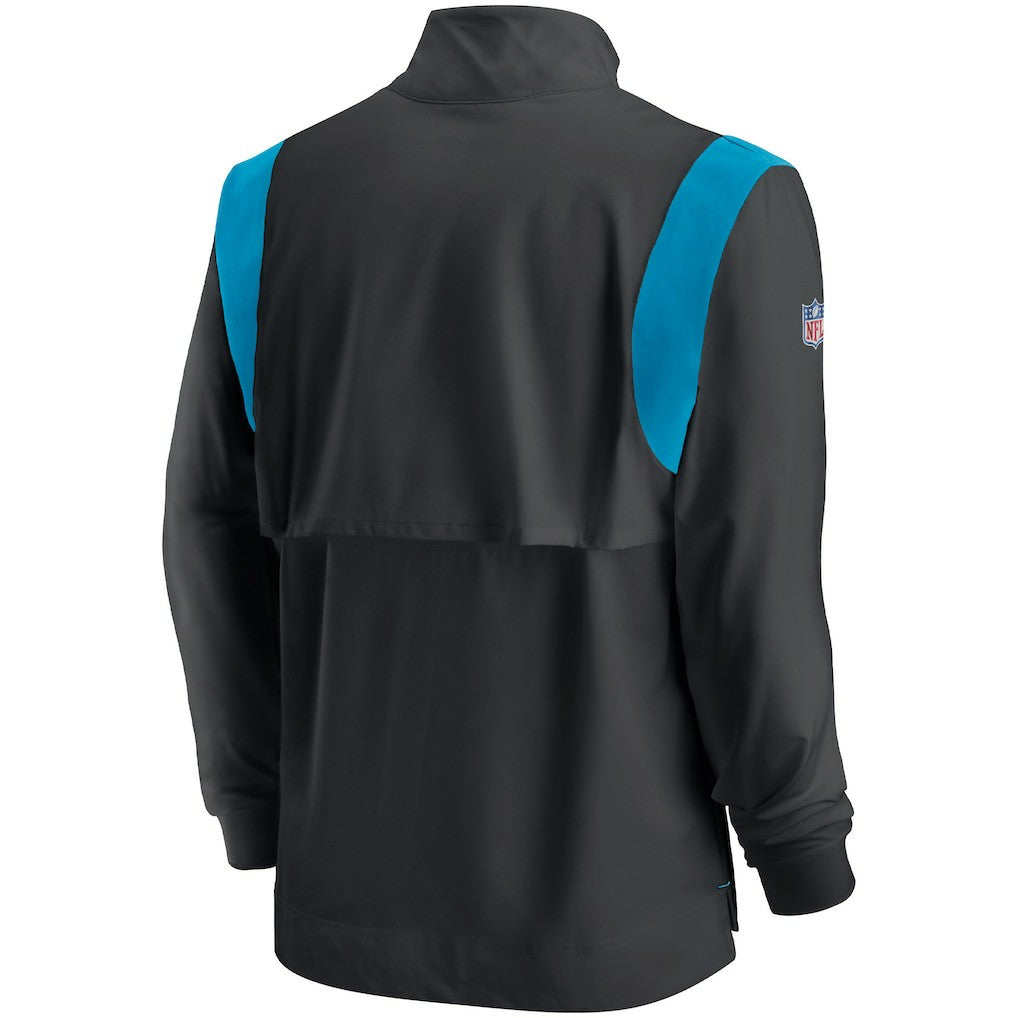 Carolina Panthers Sideline Coach Chevron Lockup Quarter-Zip Long Sleeve Top - Black Tops