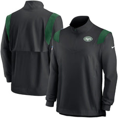 New York Jets Sideline Coach Chevron Lockup Quarter-Zip Long Sleeve Top - Black Tops