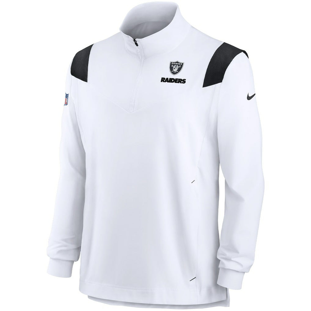 Las Vegas Raiders Sideline Coach Chevron Lockup Quarter-Zip Long Sleeve Top - White Tops