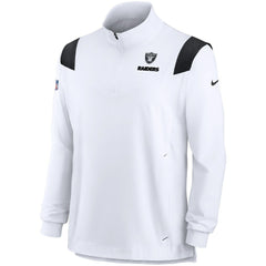 Las Vegas Raiders Sideline Coach Chevron Lockup Quarter-Zip Long Sleeve Top - White Tops