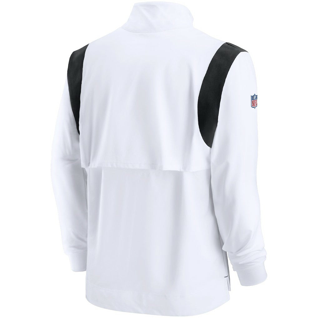 Las Vegas Raiders Sideline Coach Chevron Lockup Quarter-Zip Long Sleeve Top - White Tops