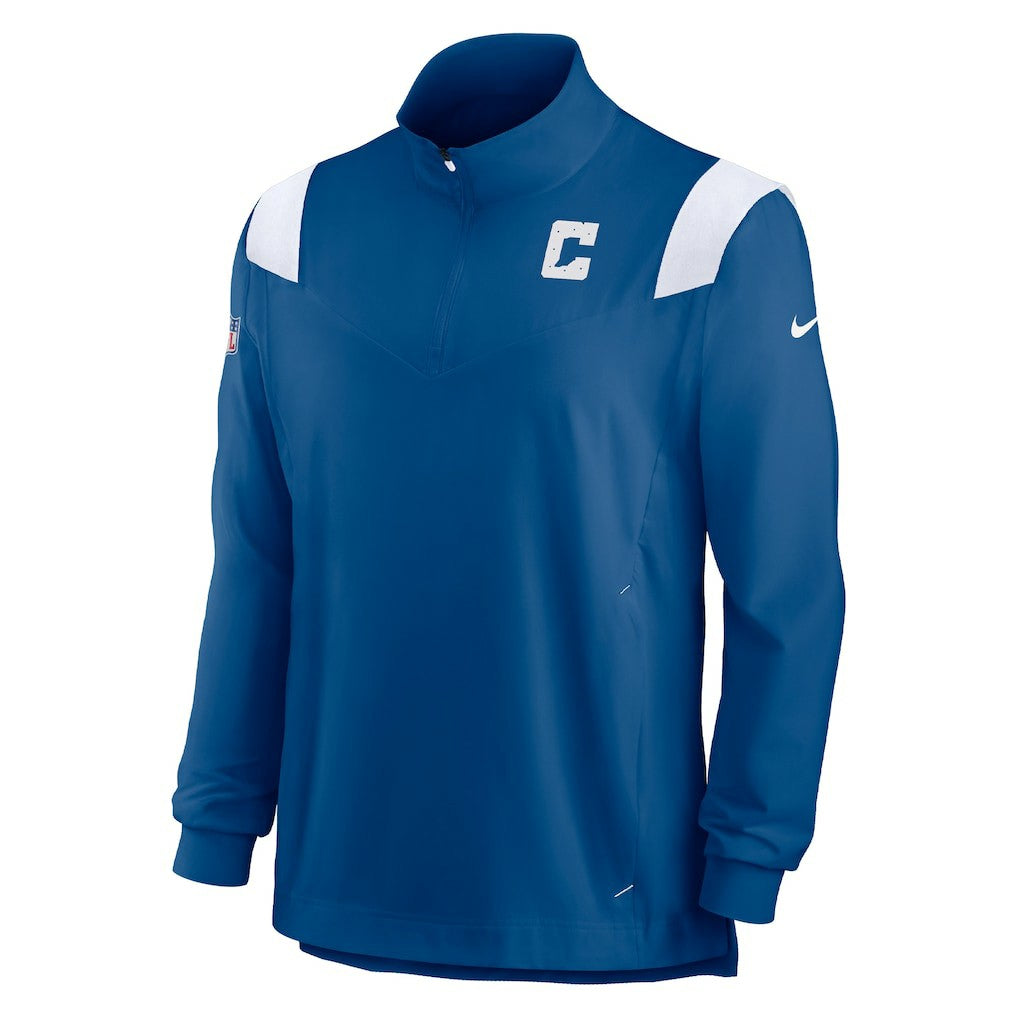 Indianapolis Colts Sideline Coach Chevron Lockup Quarter-Zip Long Sleeve Top - Royal Tops